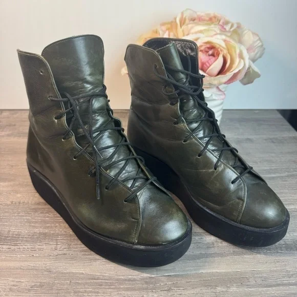 Yis by Yohji Yamamoto Sukita Li Leather platform High Tops Womens 7 - Picture 2 of 8